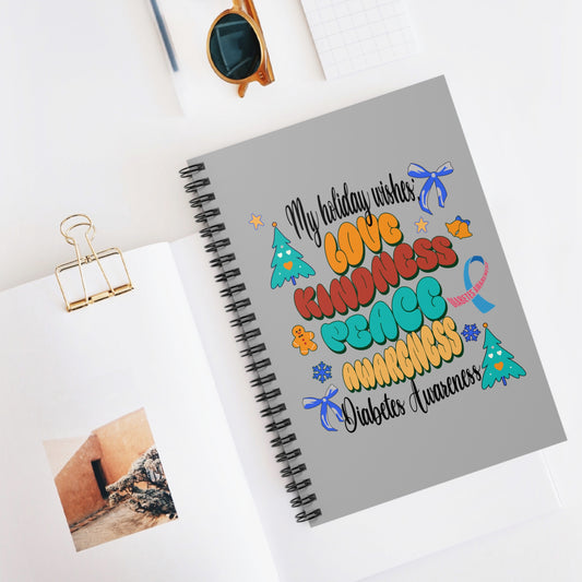 Diabetes Awareness Holiday Wishes Spiral Notebook - Ruled Line