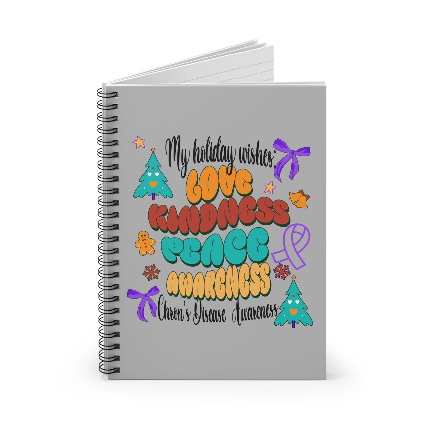 Chron's Disease Awareness Holiday Spiral Notebook - Ruled Line