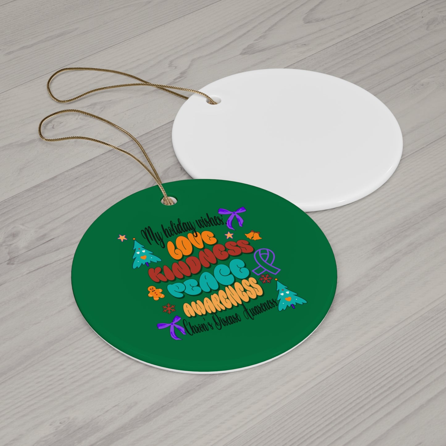 Chron's Disease Awareness Holiday Theme Ceramic Ornament, 4 Shapes