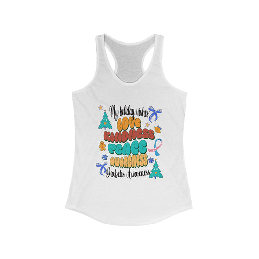 Diabetes Awareness Holiday Wishes Women's Racerback Tank