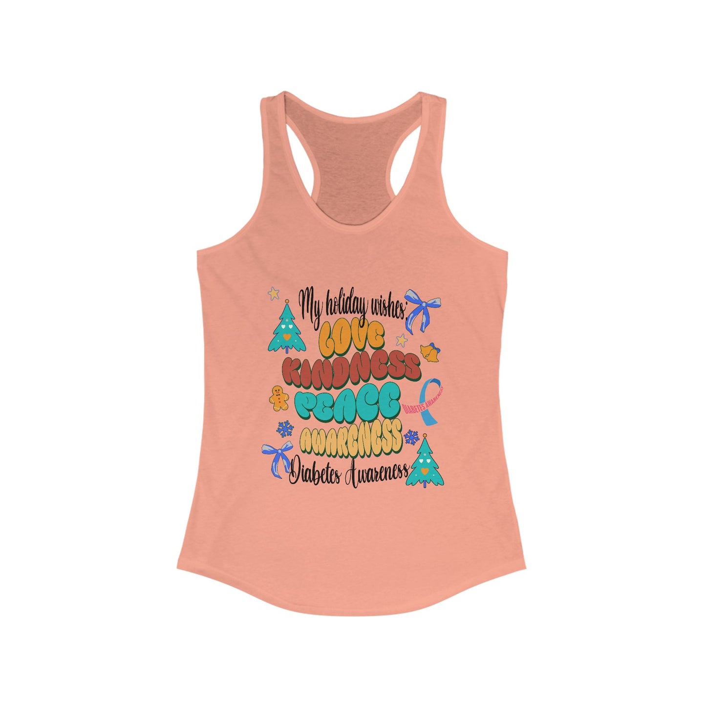 Diabetes Awareness Holiday Wishes Women's Racerback Tank