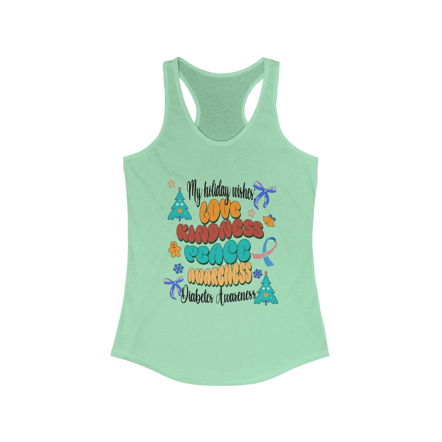 Diabetes Awareness Holiday Wishes Women's Racerback Tank