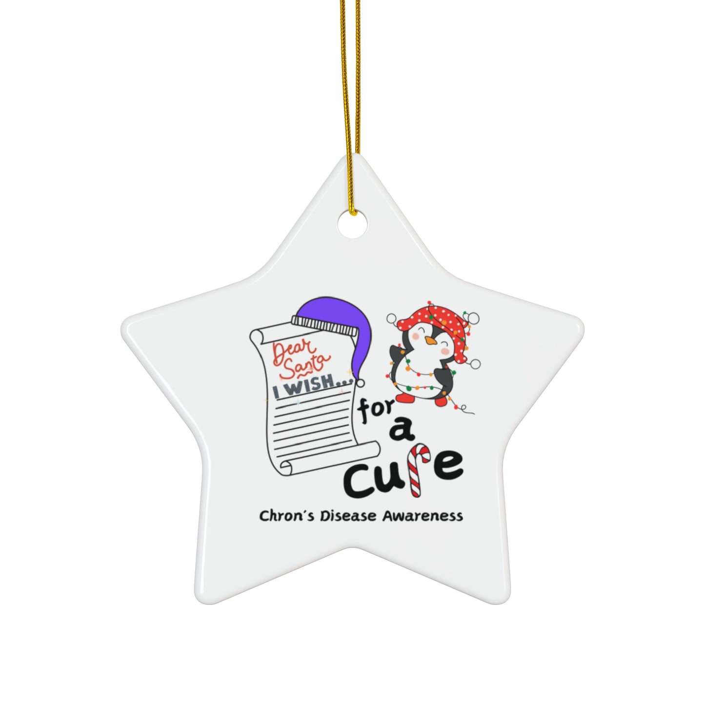 Ceramic Ornament, 4 Shapes, Chron's Disease Awareness, Holiday Gift Ideas